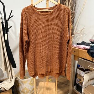 Knit Crew Neck Sweater in Rich Brown